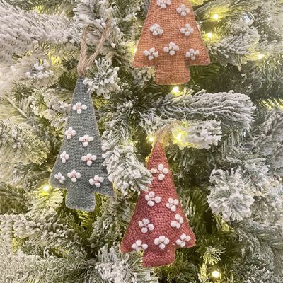 Beaded Jute Christmas Tree Ornament Set of 3