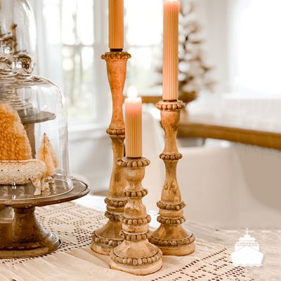 Beaded Taper Candle Holders Set of 3