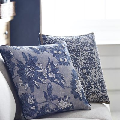 Beautiful Blues Floral Accent Pillow