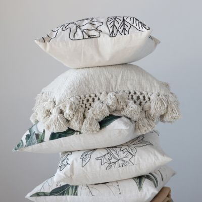Beautiful Botanical Embroidered Accent Pillows Set of 2