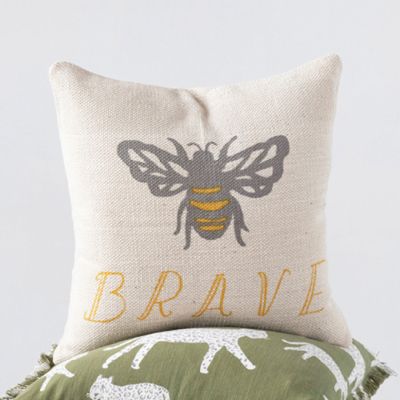 Bee Brave Cotton Throw Pillow