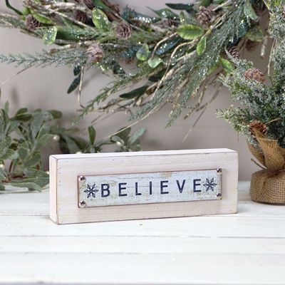 BELIEVE Wooden Table Sign Set of 2