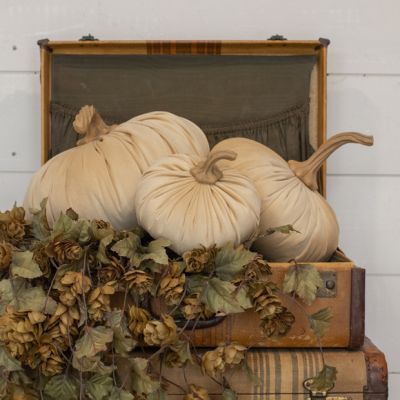 Bent Stem Decorative Fabric Pumpkin Set of 3