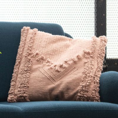 Applique And Fringe Embroidered Throw Pillow