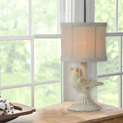 Bird Lamp With Linen Shade Set of 2