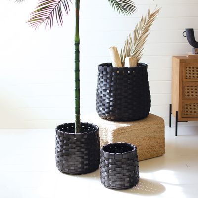 Black Chipwood Basket Collection Set of 3