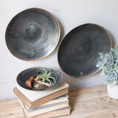 Black Copper Platter Bowl Set of 3