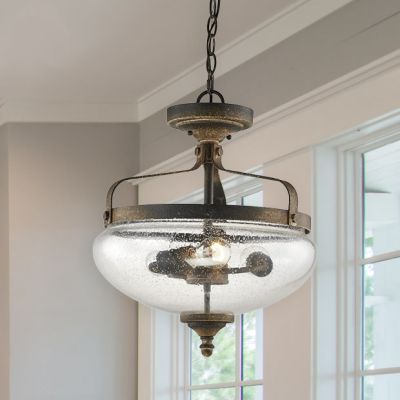 Black Metal Farmhouse Hanging Light With Finial