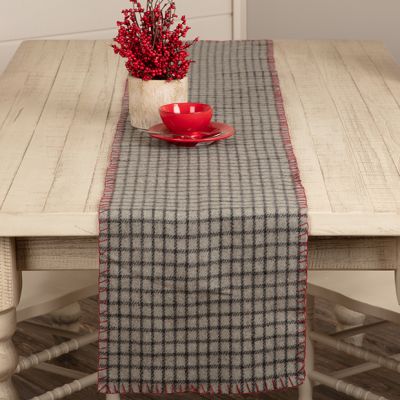 Black Windowpane Plaid Felt Table Runner