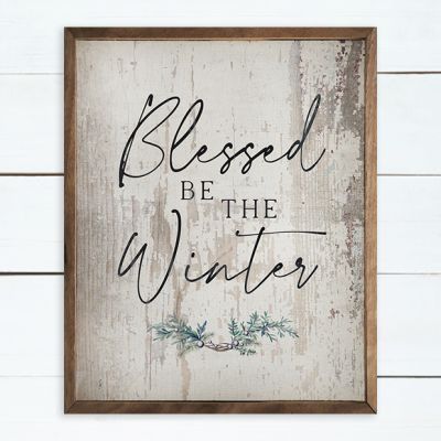 Blessed Be The Winter Greenery Whitewash Wall Art