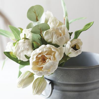 Blooming Peony Tulip And Eucalyptus Bouquet