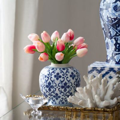 Blue and White Floral Lidded Jar