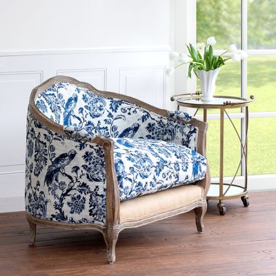 Bluebird Toile Farmhouse Lounge Chair