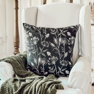 Floral Linen Accent Pillow Cover