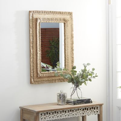 Boho Chic Wood Framed Wall Mirror