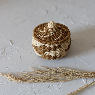 Boho Chic Woven Rope Lidded Canister Set of 2