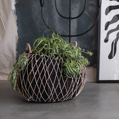 Boho Seagrass and Metal Basket Set of 3