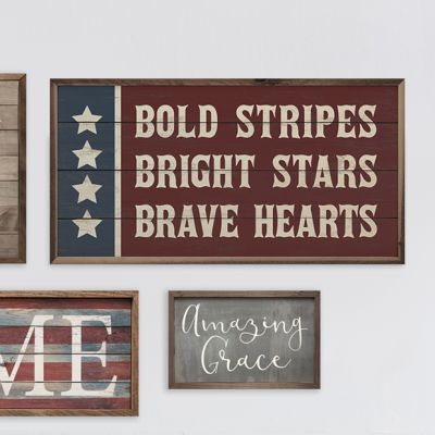 Bold Stripes Bright Stars Brave Hearts Flag Framed Wall Decor