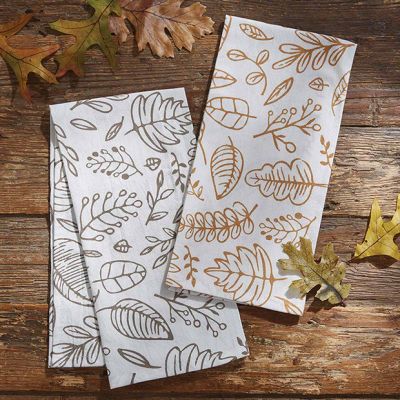 Botanical Leaf Fall Dish Towel Set of 2