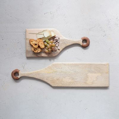 Braided Leather Handle Wooden Cutting Board