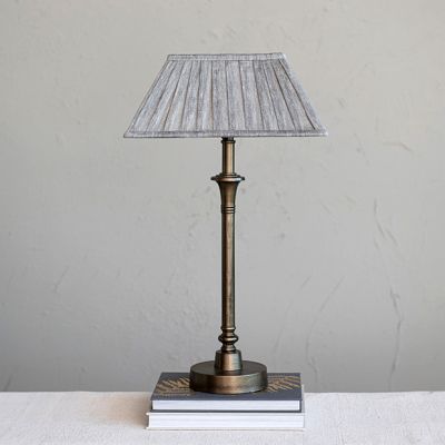 Brass Metal Table Lamp With Pleated Shade