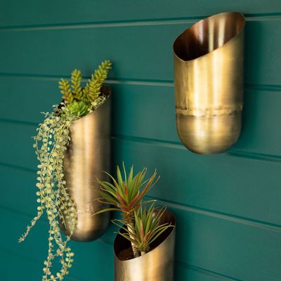 Brass Wall Pocket Vase Set of 3