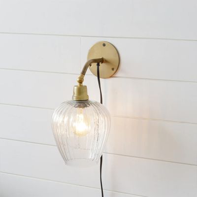 Brass Wall Sconce With Glass Bulb Shade