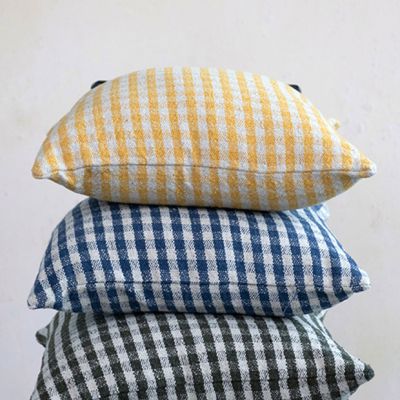 Bright Gingham Square Accent Pillow
