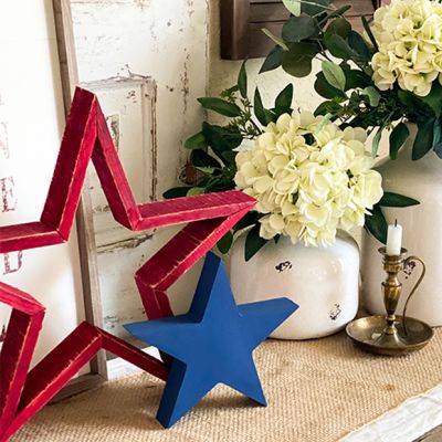 Bright Oak Wood Star Decor 16 Inch Set of 2