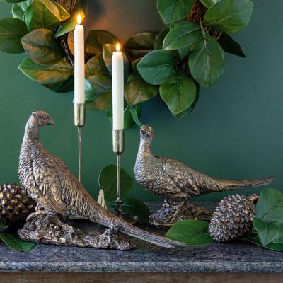 Bronze Pheasant Tabletop Figure Set of 2