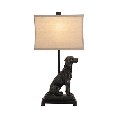 Bronzed Dog Sculpture Table Lamp Set of 2