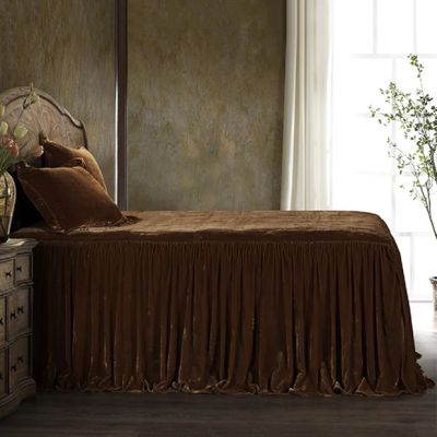 Brown Faux Velvet Bedspread Set