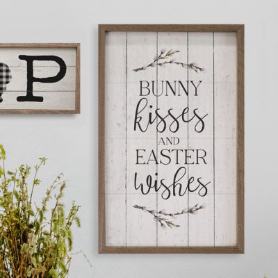 Bunny Kisses And Easter Wishes Whitewash Wall Art