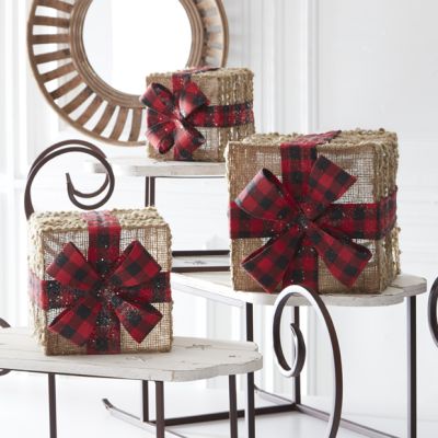 Burlap and Bow Boxes Set of 3
