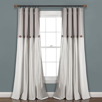 Button Linen Grey/White Curtain Panel