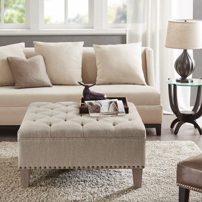 Button Tufted Square Cocktail Ottoman