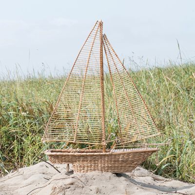 Water Hyacinth With Rattan Sailboat