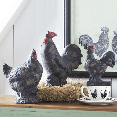 Distressed Decorative Rooster Set of 3