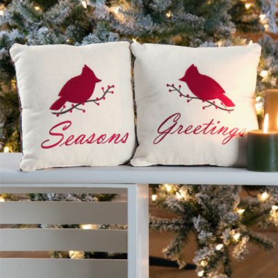 Seasons Greeting Cardinal Pillows Set of 2