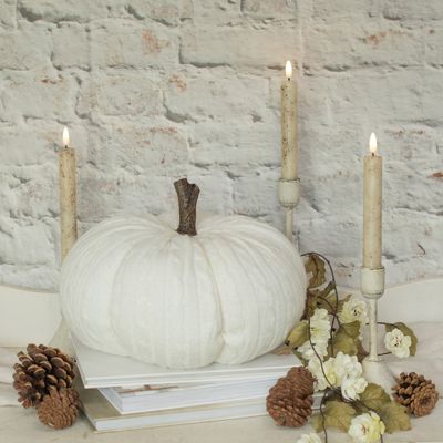 Cable Knit Pumpkin With Faux Wood Stem 7.5 Inch
