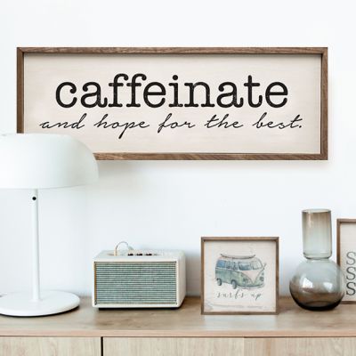 Caffeinate White Framed Wall Sign
