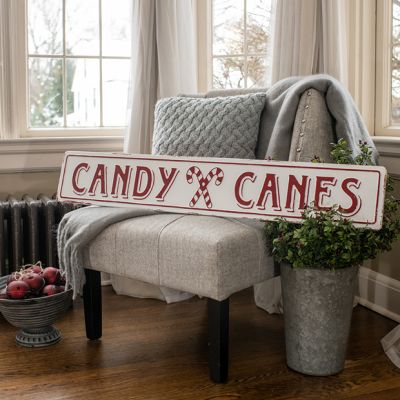 Candy Canes Distressed Metal Sign