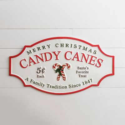 Candy Canes Vintage Inspired Metal Sign