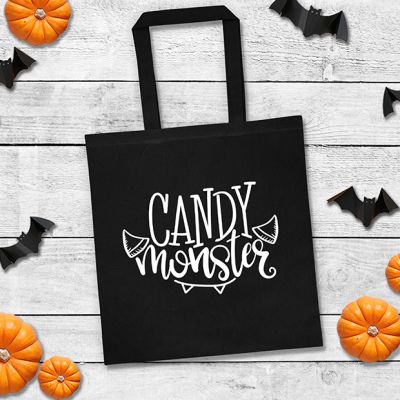 Candy Monster Black Cotton Tote Bag