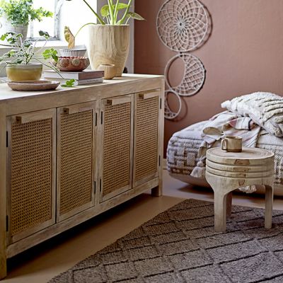 Cane Door Mango Wood Sideboard Cabinet