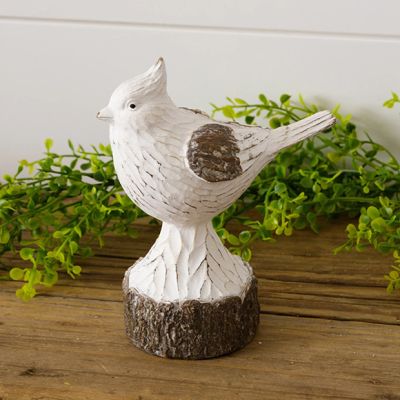 Carved Faux Wood Tabletop Bird Figurine Set of 2
