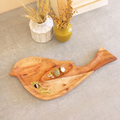 Carved Wood Bird Tray