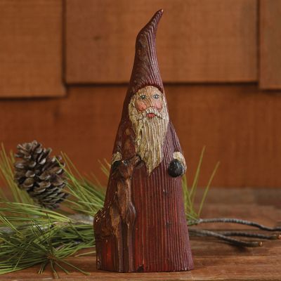 Carved Wood Saint Nick With Reindeer