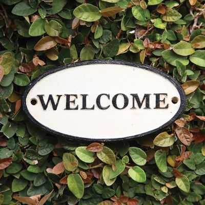 Cast Iron Oval Welcome Plaque Sign