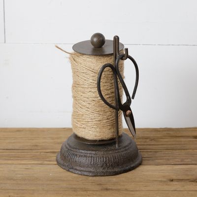 Cast Iron Twine Spool With Scissors